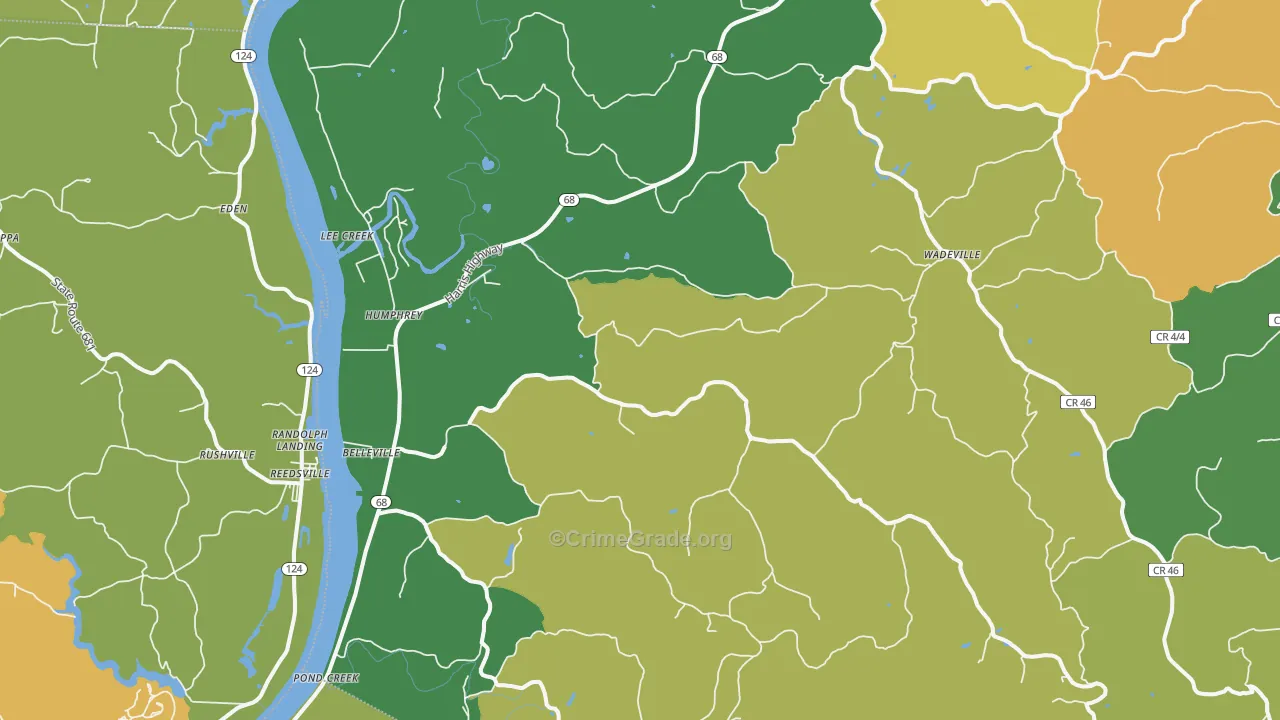 Belleville, WV Map of Vandalism Rates
