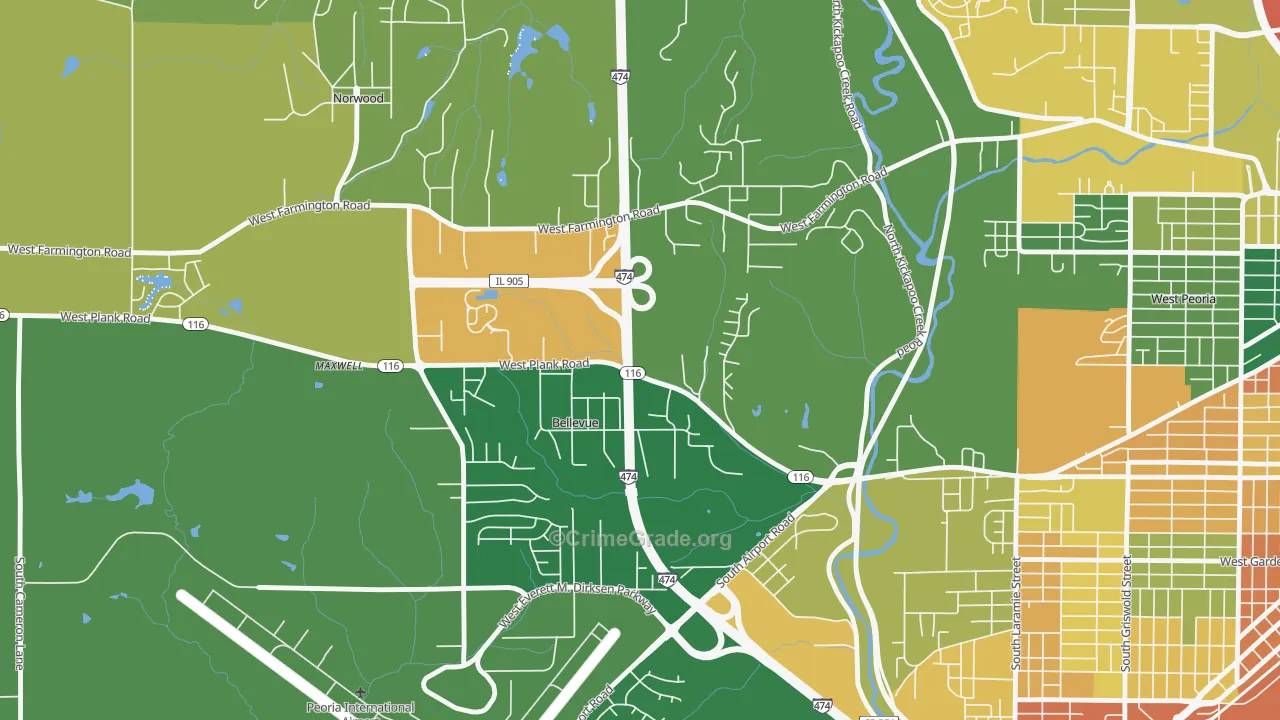 Bellevue, IL Map of Vandalism Rates