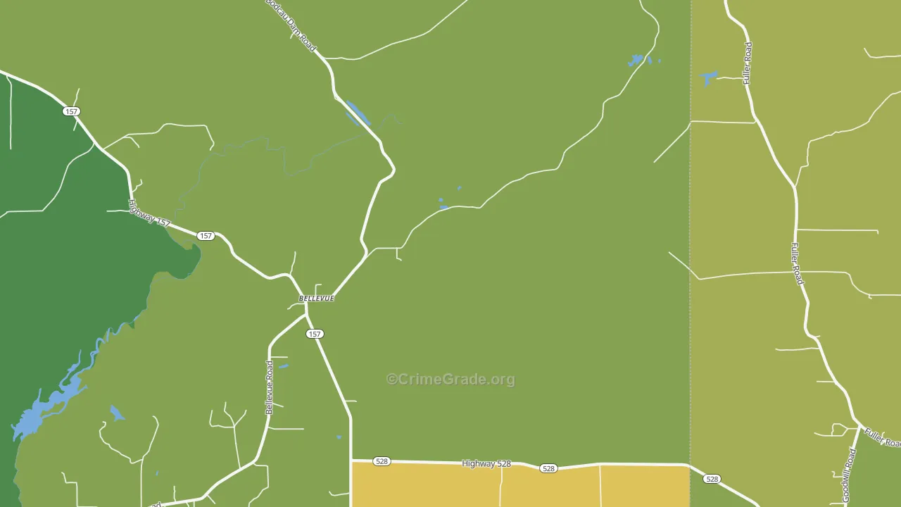 Bellevue, LA Map of Vandalism Rates