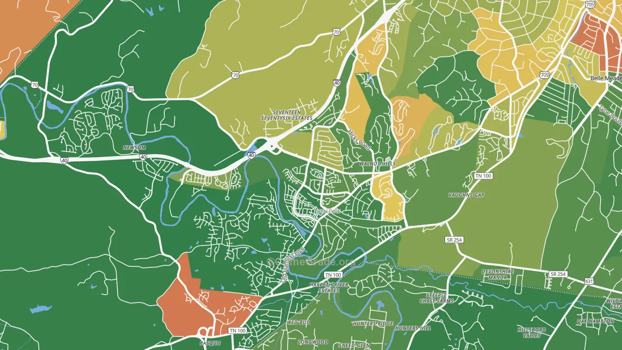 Bellevue, Nashville, TN Map of Vandalism Rates
