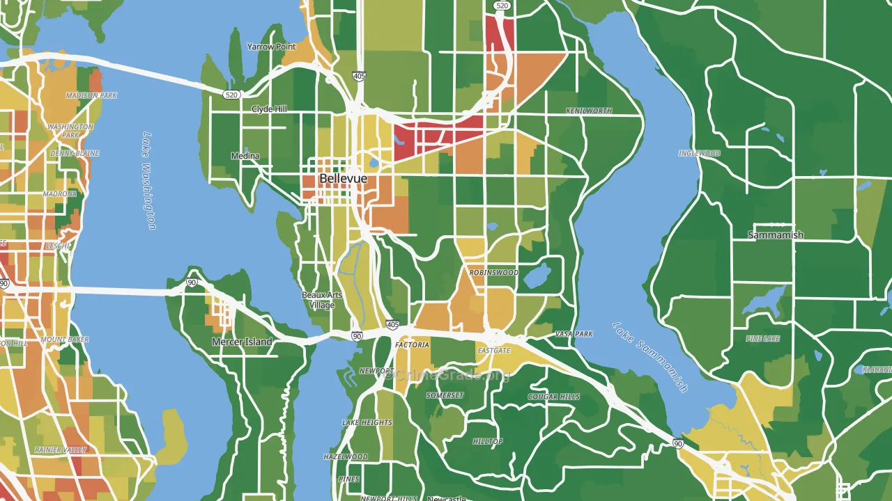 Bellevue, WA Map of Vandalism Rates