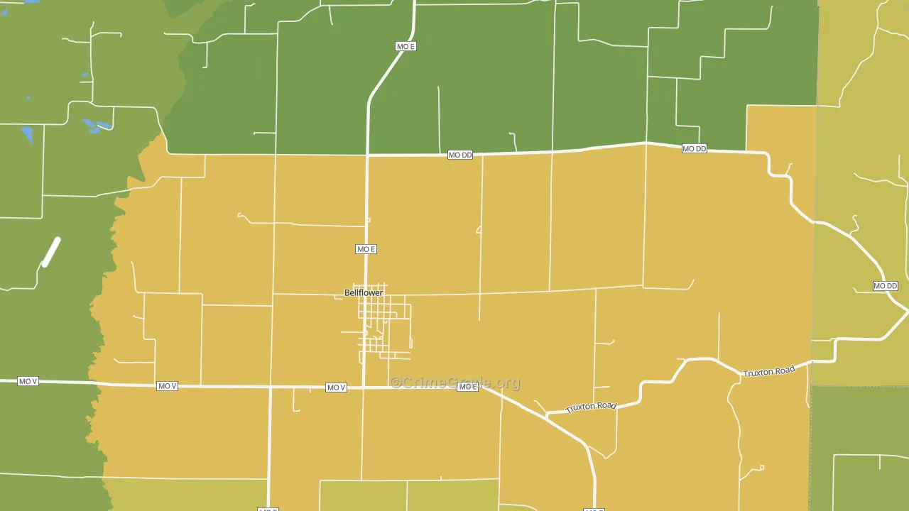 Bellflower, MO Map of Vandalism Rates