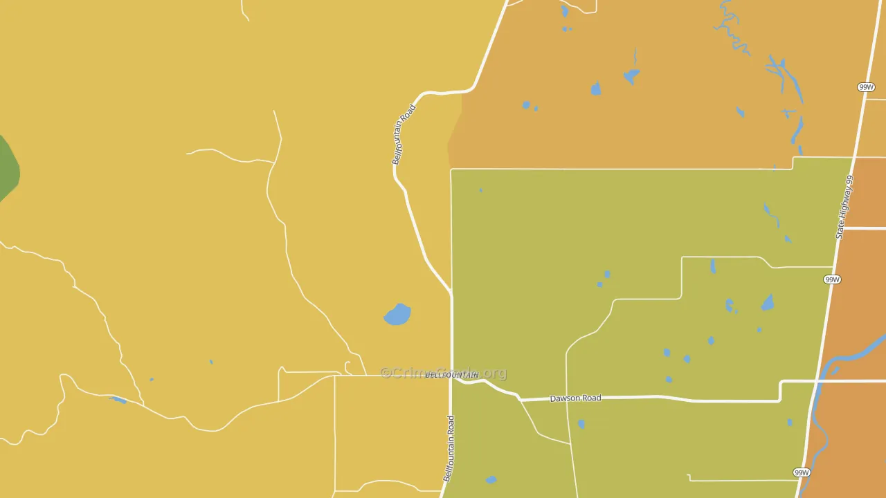 Bellfountain, OR Map of Vandalism Rates