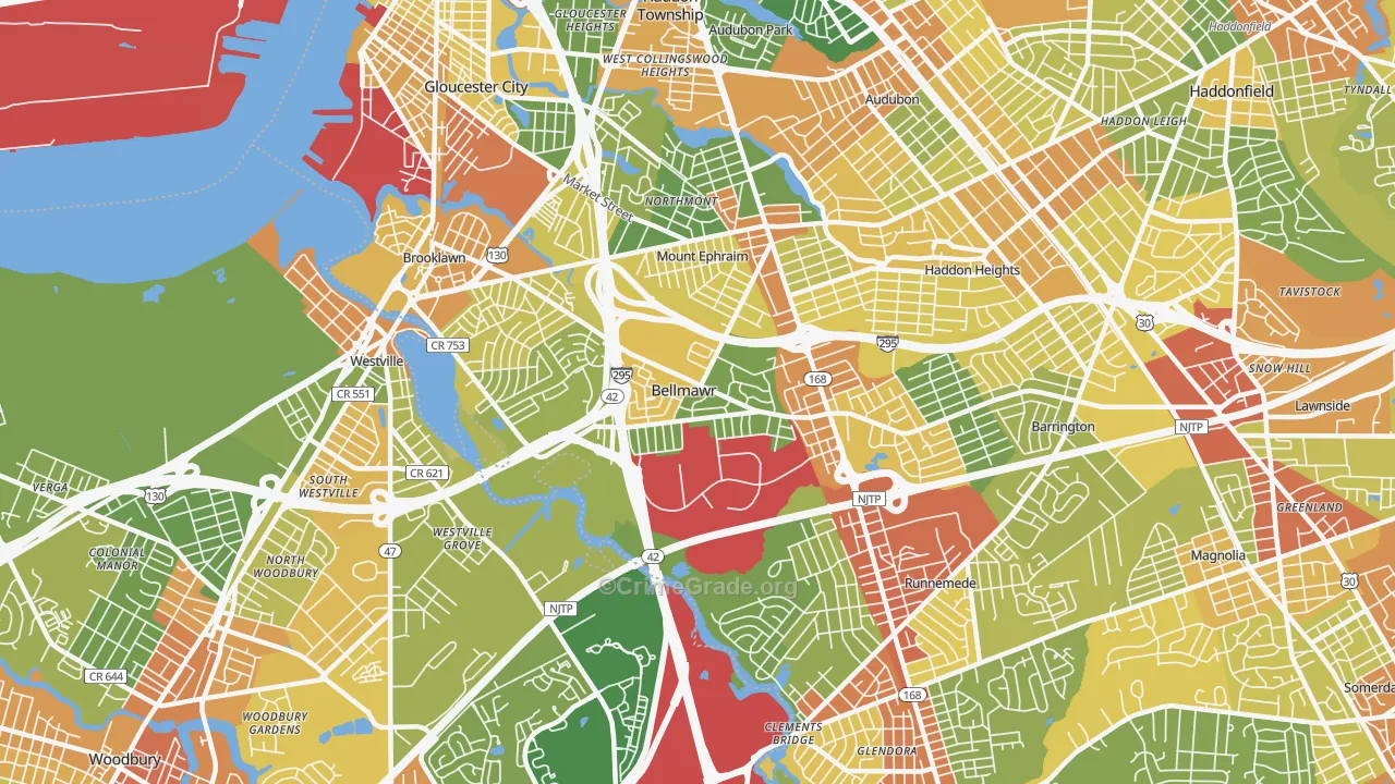 Bellmawr, NJ Map of Vandalism Rates