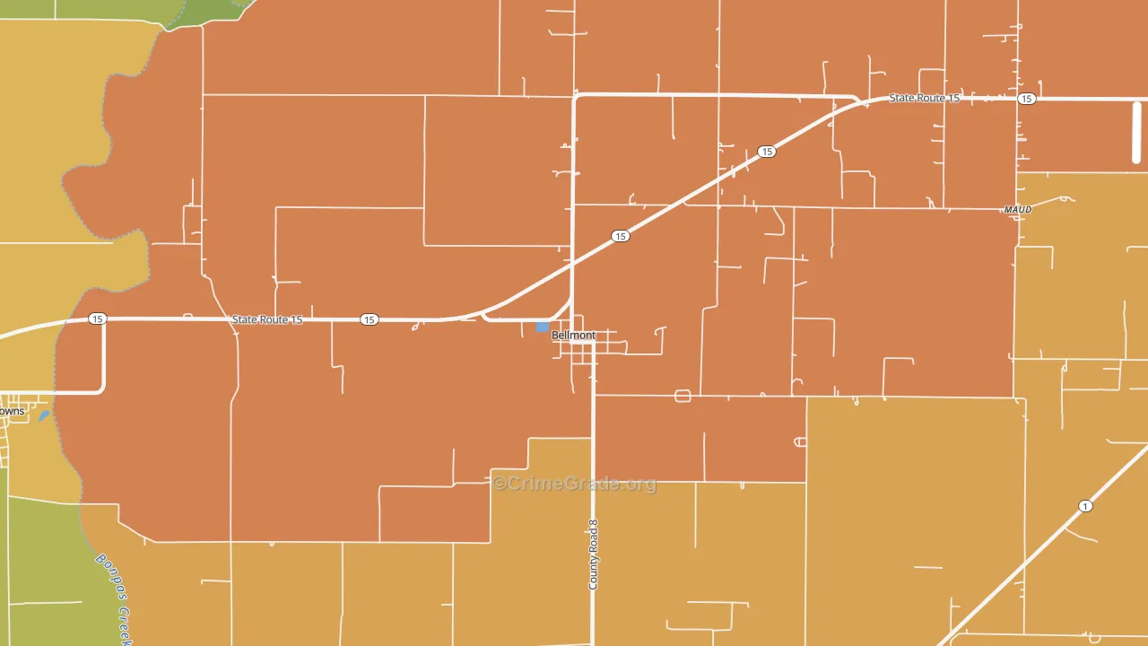 Bellmont, IL Map of Vandalism Rates