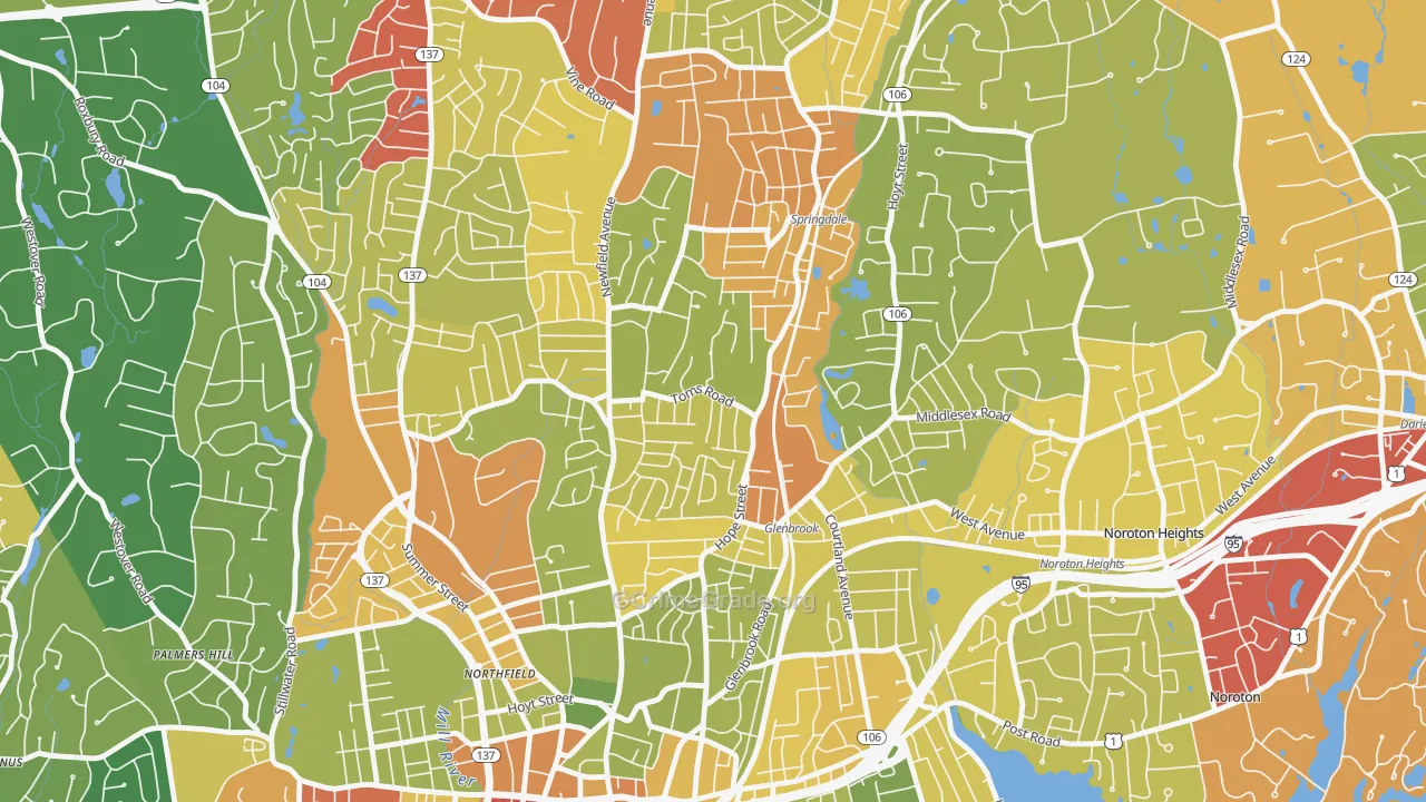 Belltown, Stamford, CT Map of Vandalism Rates