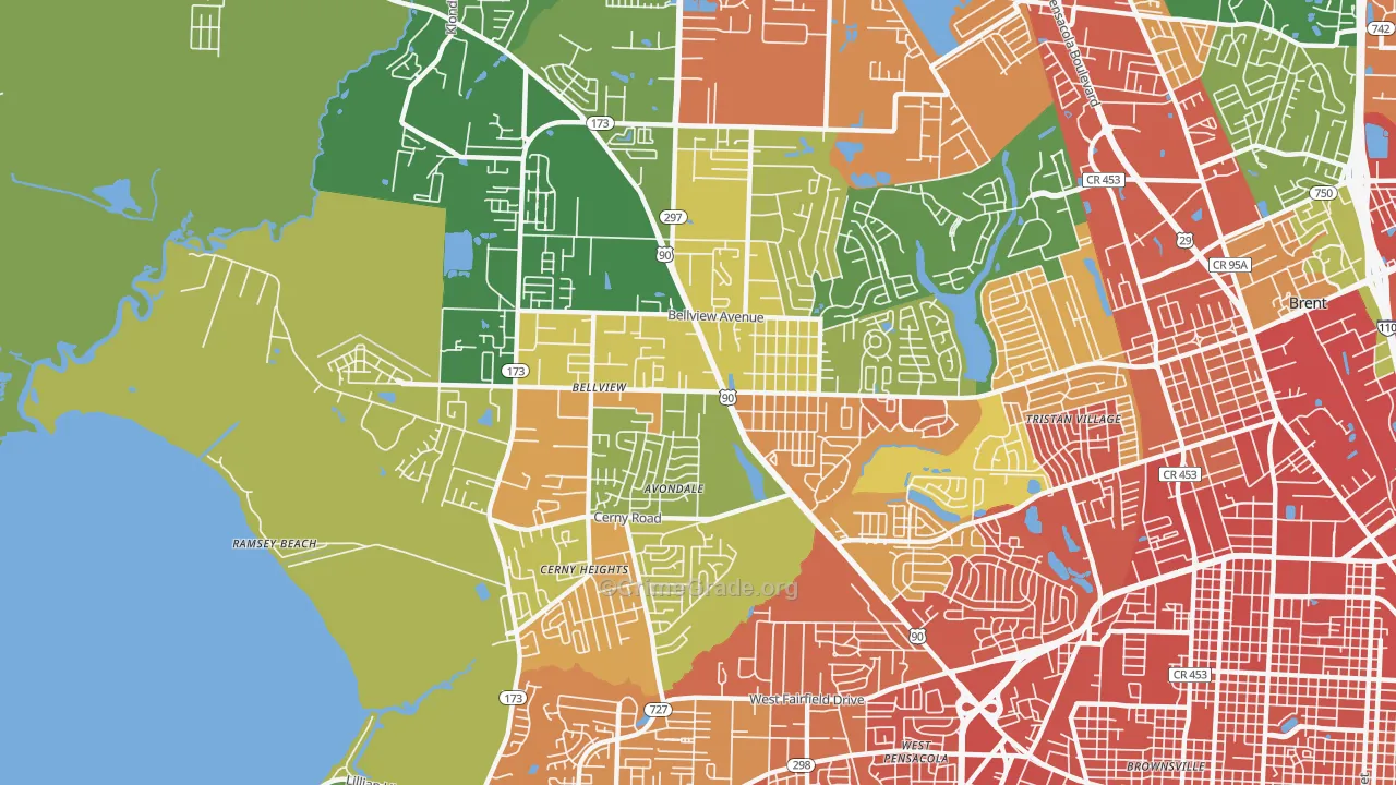 Bellview, FL Map of Vandalism Rates