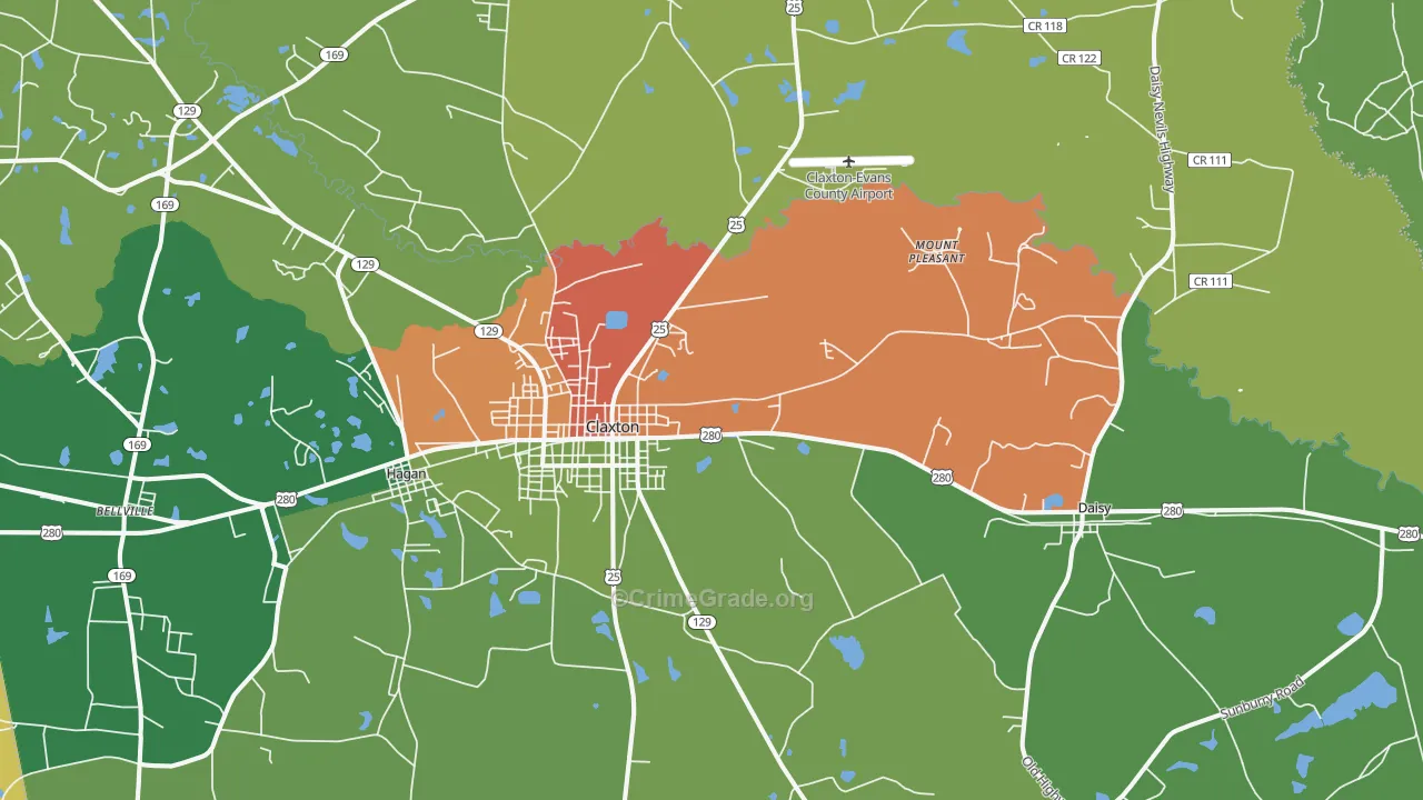 Bellville, GA Map of Vandalism Rates