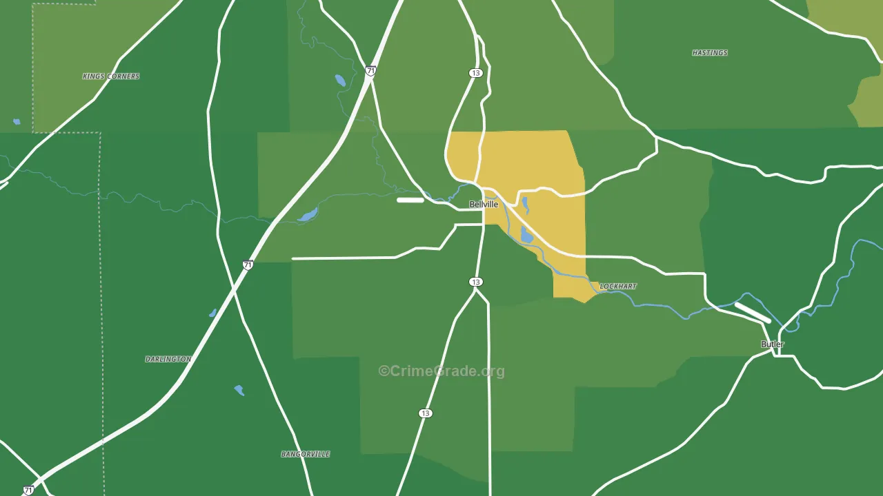 Bellville, OH Map of Vandalism Rates