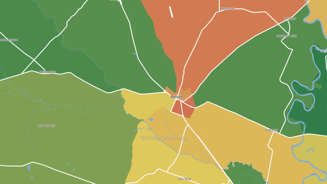 Bellville, TX Map of Vandalism Rates