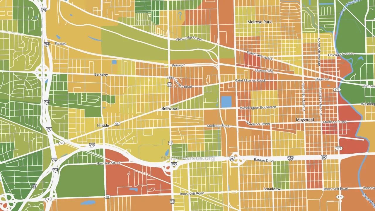 Bellwood, IL Map of Vandalism Rates