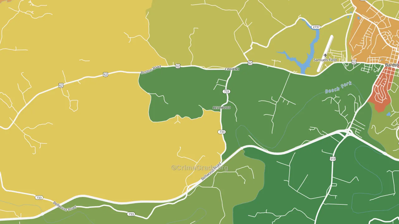 Bellwood, KY Map of Vandalism Rates