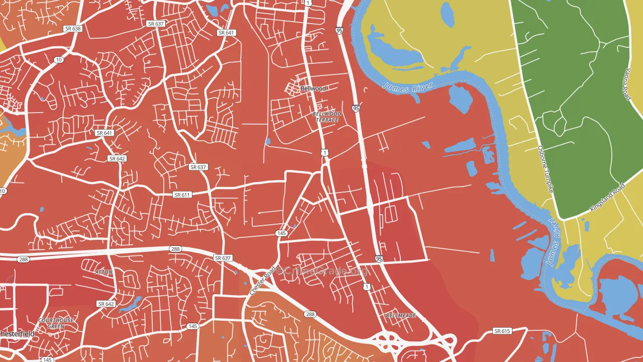 Bellwood, VA Map of Vandalism Rates