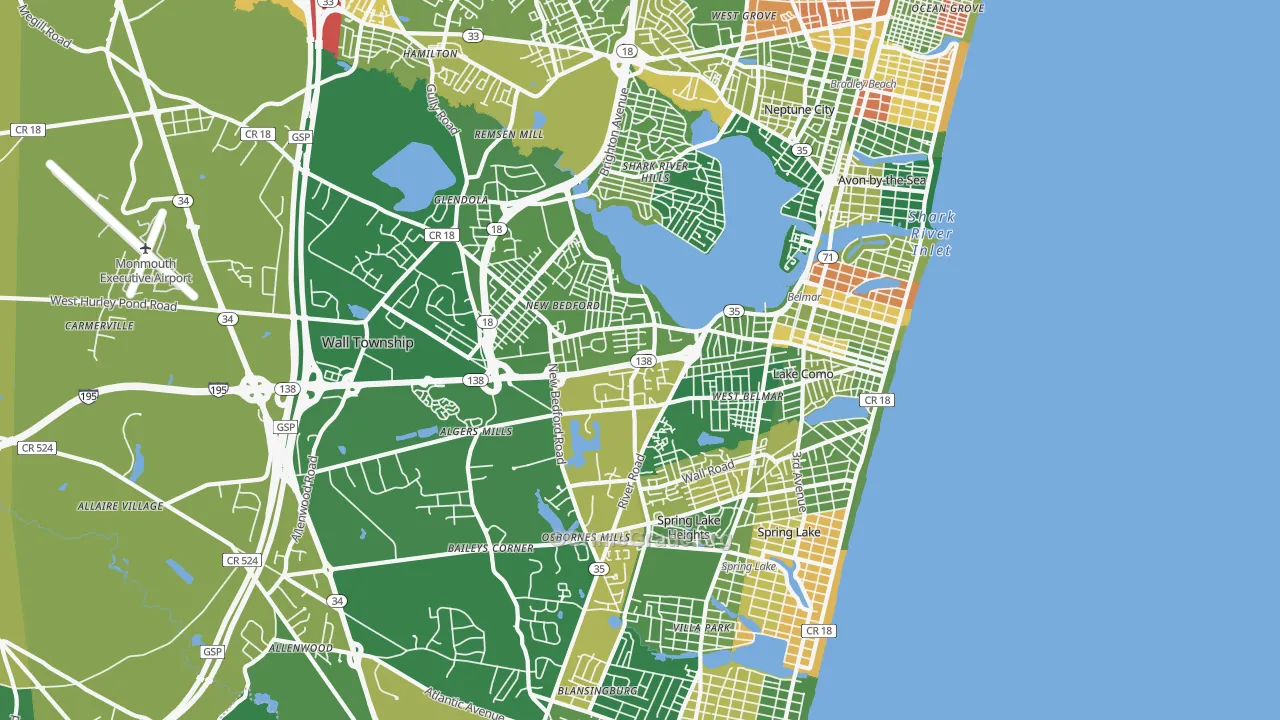 Belmar, NJ Map of Vandalism Rates