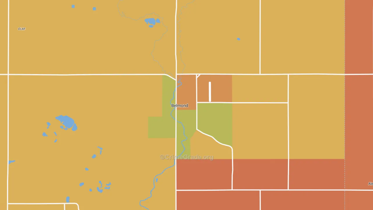 Belmond, IA Map of Vandalism Rates