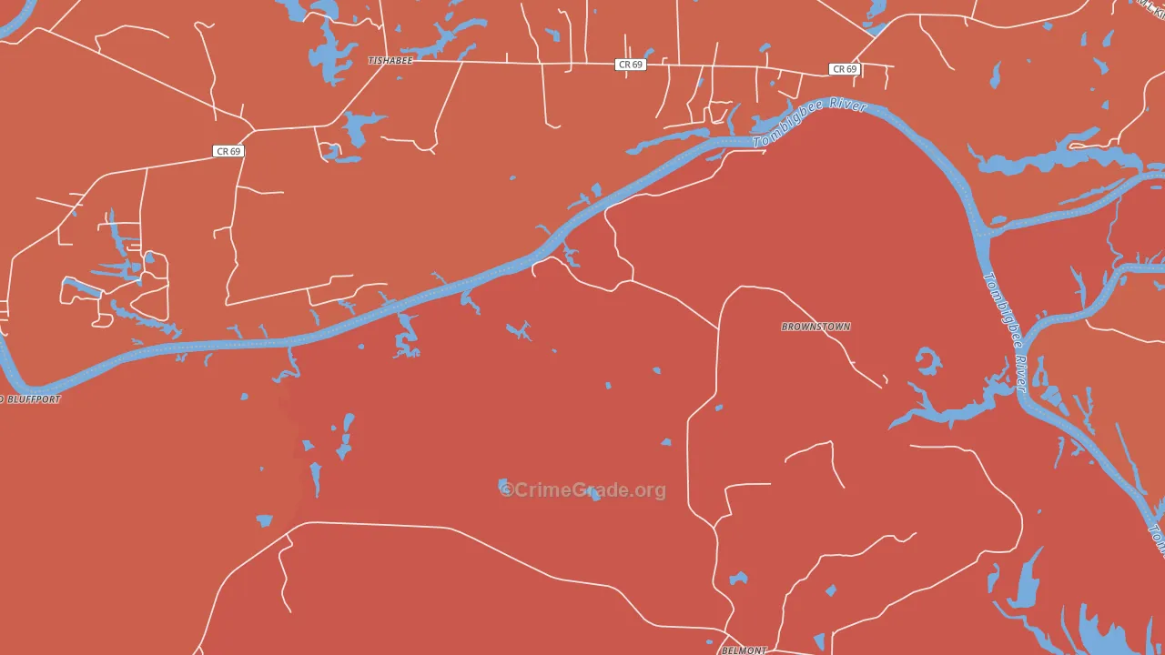 Belmont, AL Map of Vandalism Rates