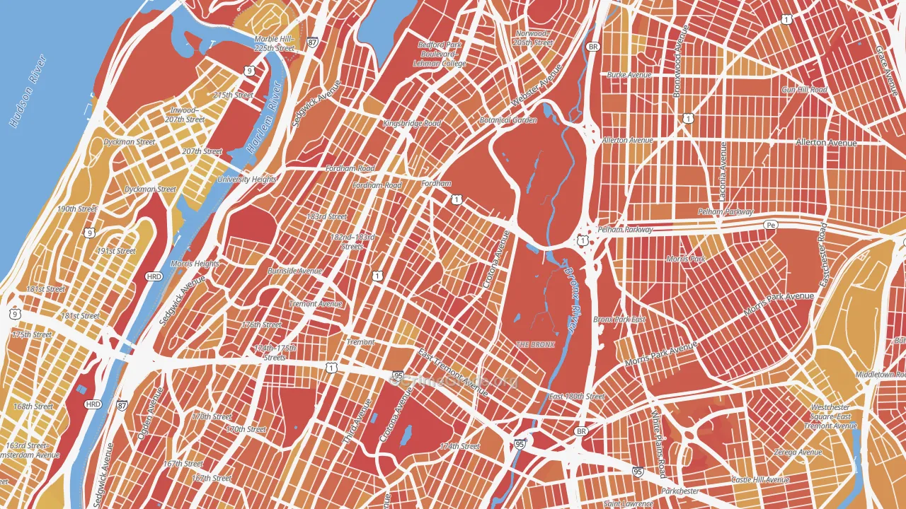 Belmont, Bronx, NY Map of Vandalism Rates