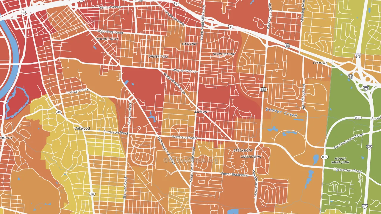 Belmont, Dayton, OH Map of Vandalism Rates