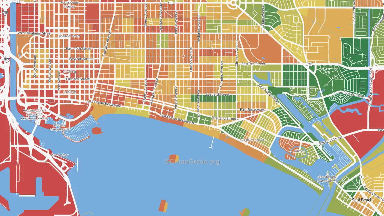 Belmont Heights, Long Beach, CA Map of Vandalism Rates