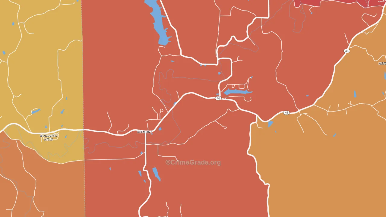 Belmont, IN Map of Vandalism Rates