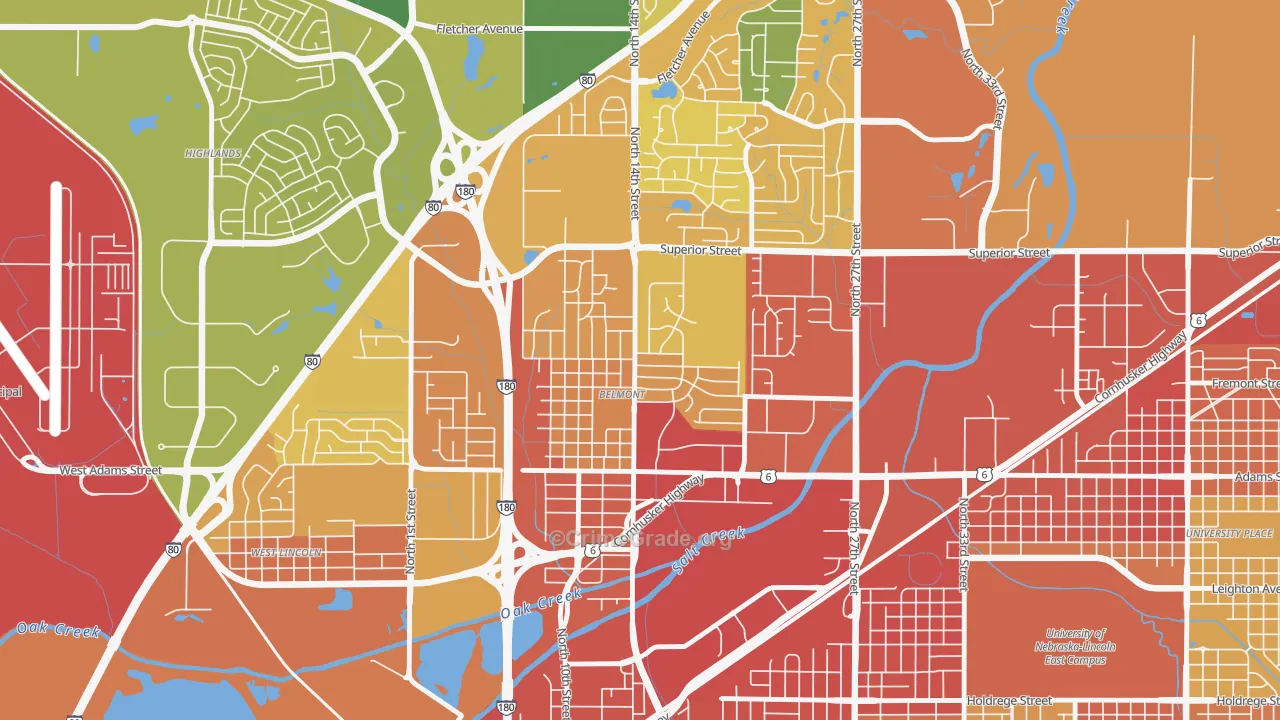 Belmont, Lincoln, NE Map of Vandalism Rates