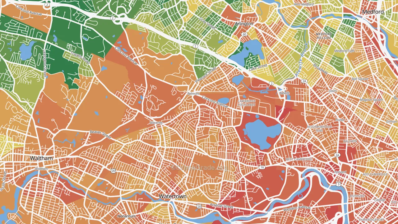 Belmont, MA Map of Vandalism Rates