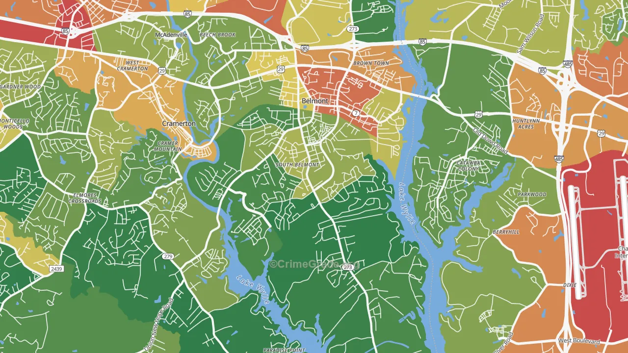 Belmont, NC Map of Vandalism Rates