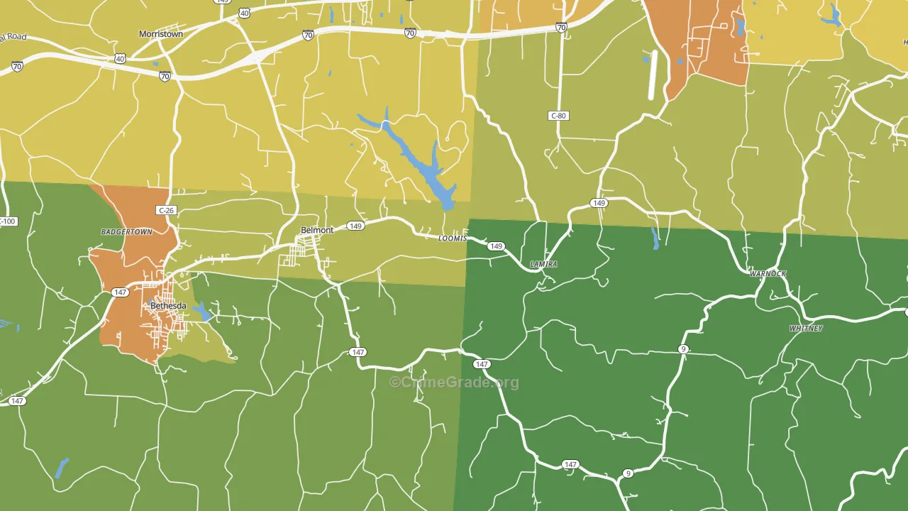 Belmont, OH Map of Vandalism Rates