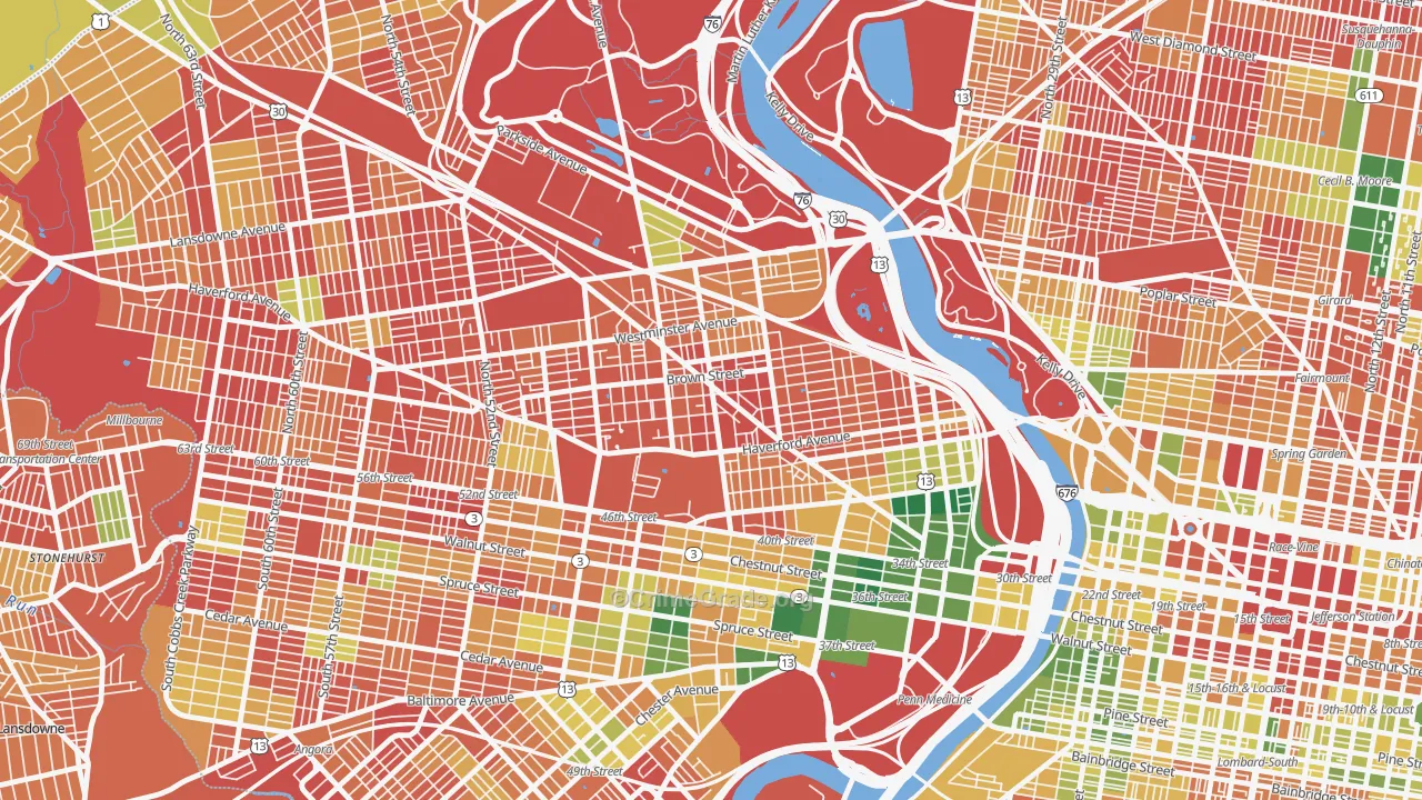 Belmont, Philadelphia, PA Map of Vandalism Rates