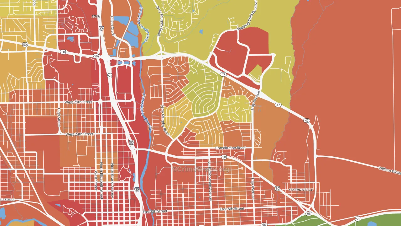 Belmont, Pueblo, CO Map of Vandalism Rates