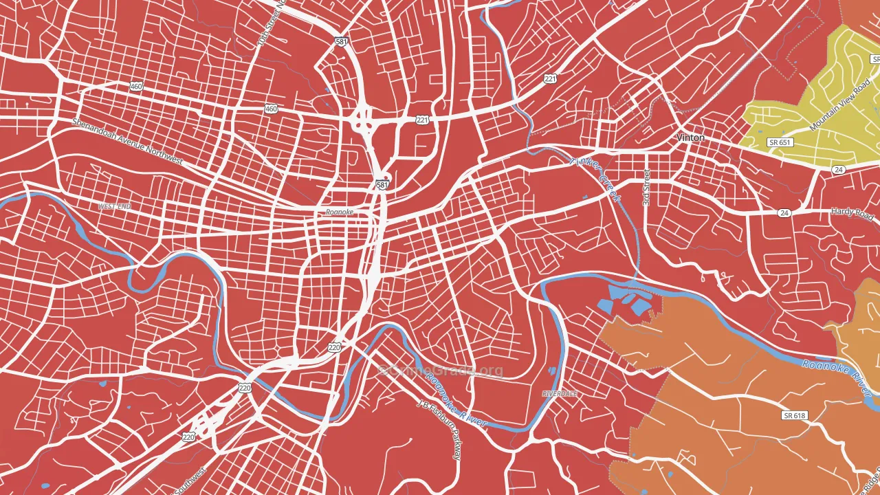 Belmont, Roanoke, VA Map of Vandalism Rates