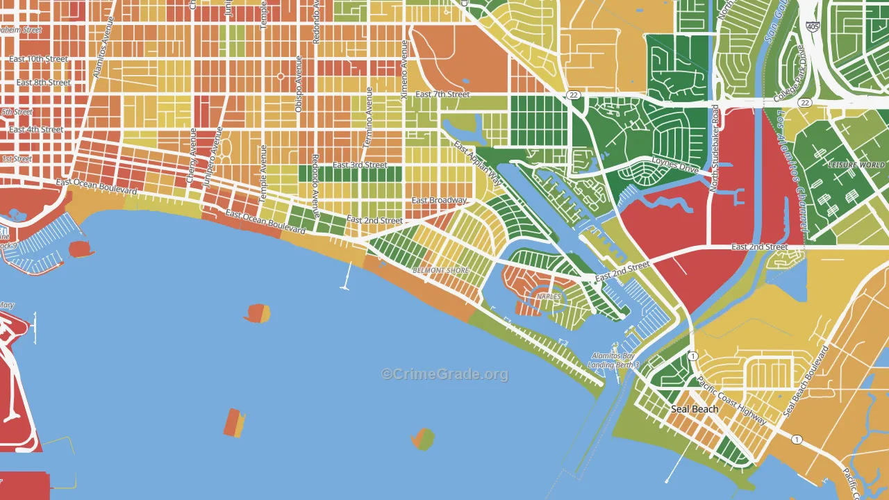 Belmont Shore, Long Beach, CA Map of Vandalism Rates