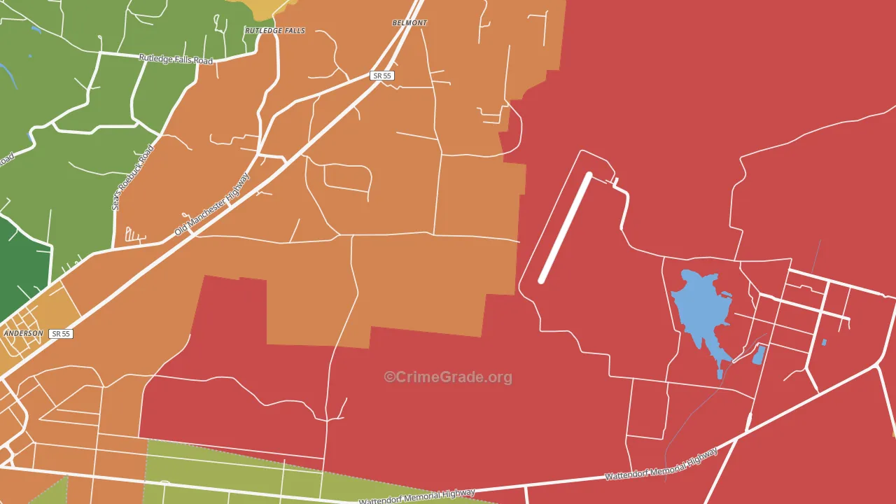 Belmont, TN Map of Vandalism Rates