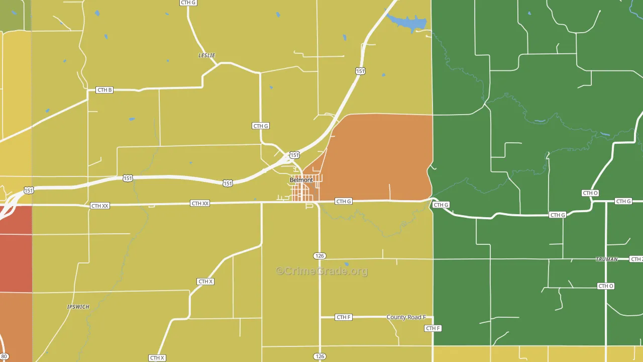 Belmont, WI Map of Vandalism Rates