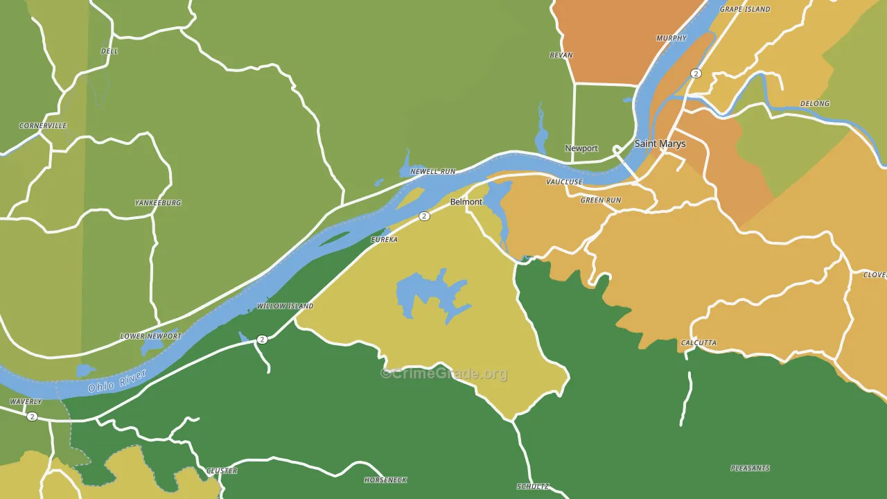 Belmont, WV Map of Vandalism Rates