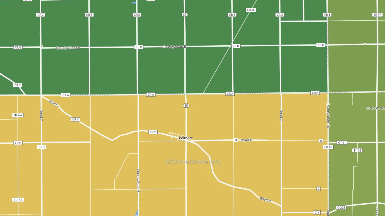 Belmore, OH Map of Vandalism Rates