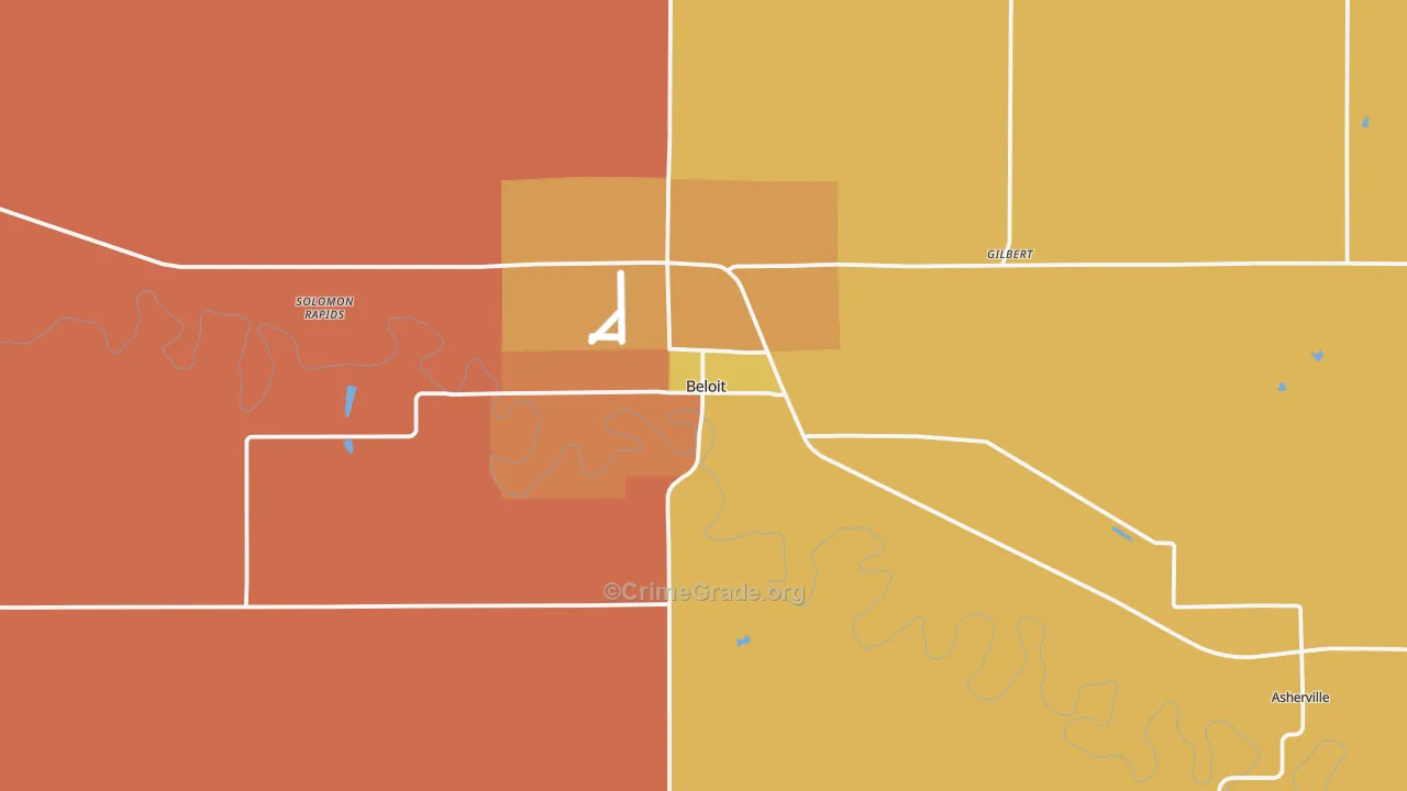 Beloit, KS Map of Vandalism Rates
