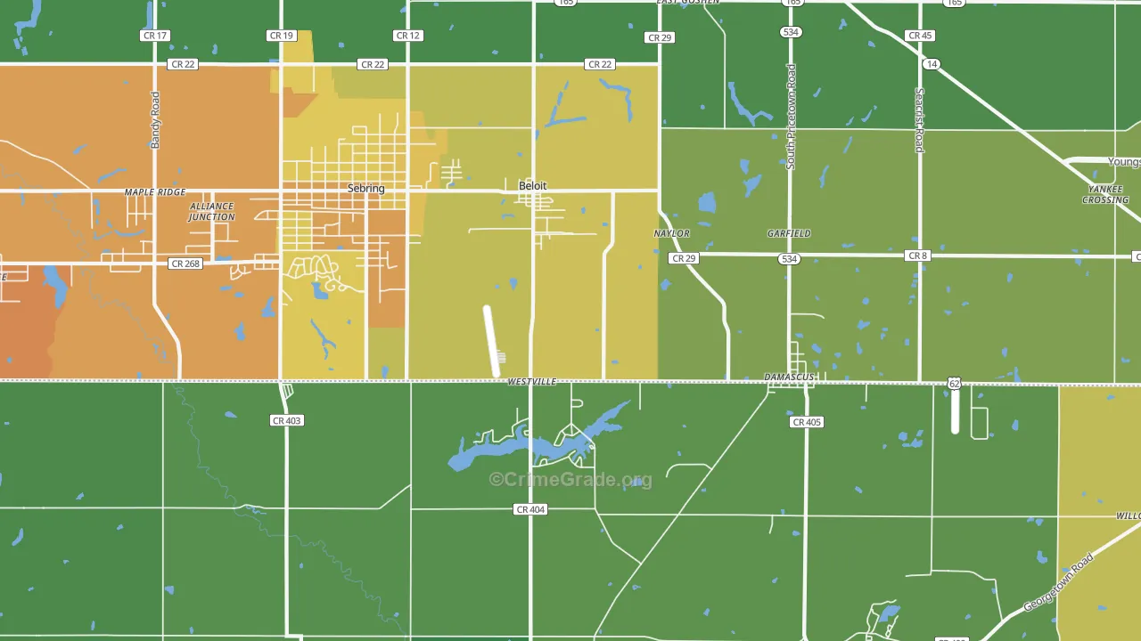 Beloit, OH Map of Vandalism Rates