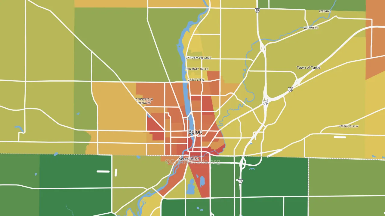 Beloit, WI Map of Vandalism Rates