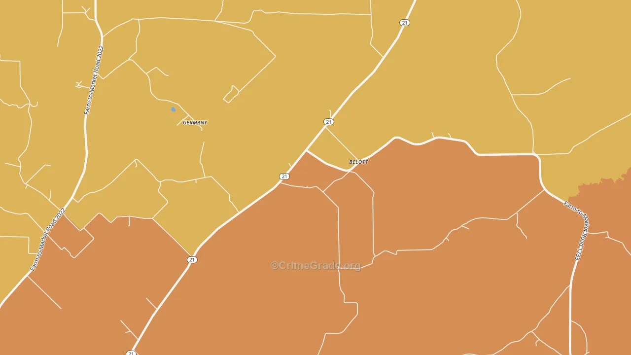 Belott, TX Map of Vandalism Rates