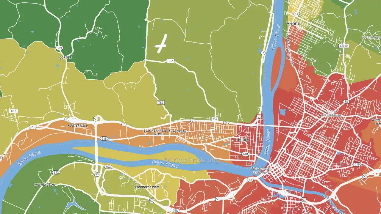 Belpre, OH Map of Vandalism Rates