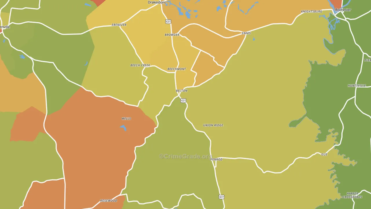 Belton, KY Map of Vandalism Rates