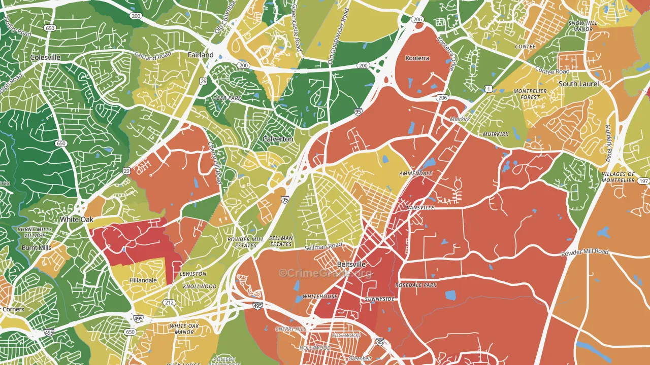 Beltsville, MD Map of Vandalism Rates