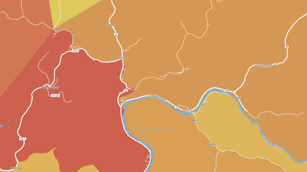Belva, WV Map of Vandalism Rates