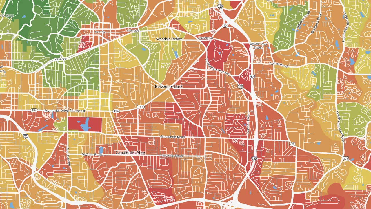 Belvedere Park, GA Map of Vandalism Rates