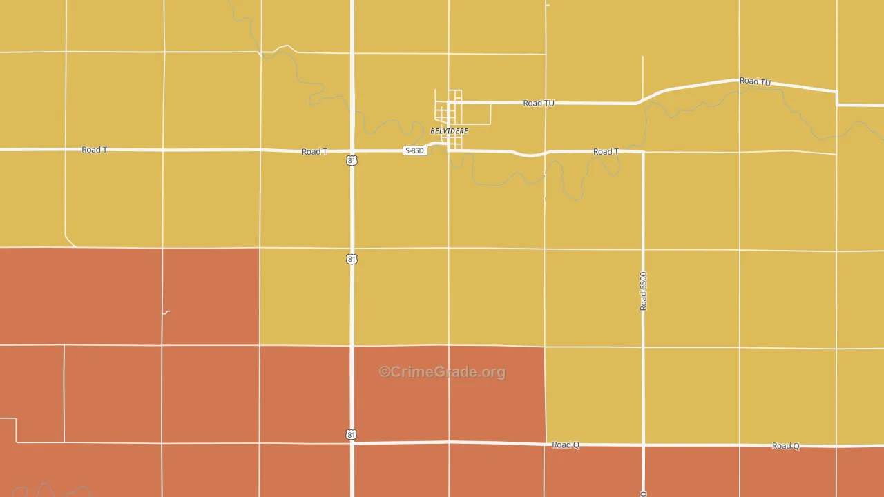 Belvidere, NE Map of Vandalism Rates