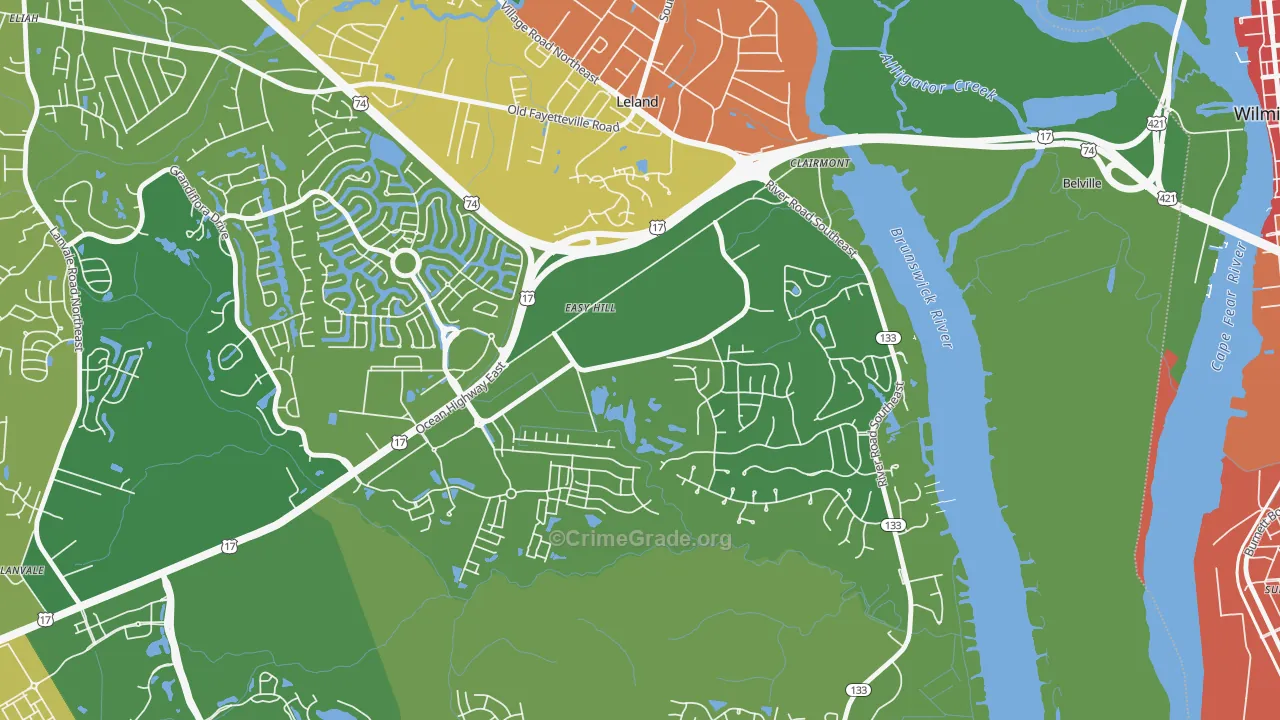 Belville, NC Map of Vandalism Rates