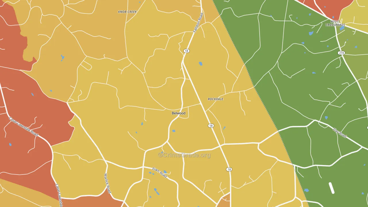 Belwood, NC Map of Vandalism Rates