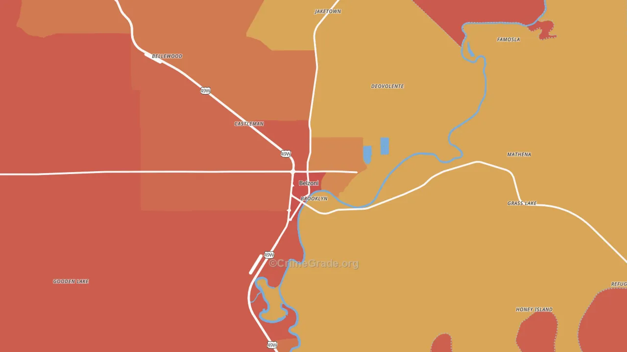 Belzoni, MS Map of Vandalism Rates