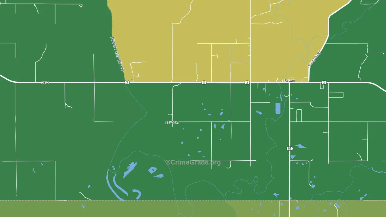 Belzoni, OK Map of Vandalism Rates